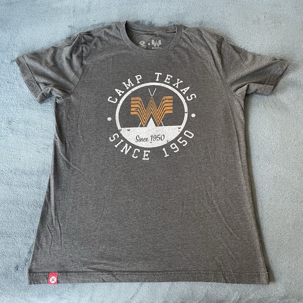 Whataburger Tumbleweed Textiles Camp Texas Short Sleeve Gray Logo T-Shirt Large