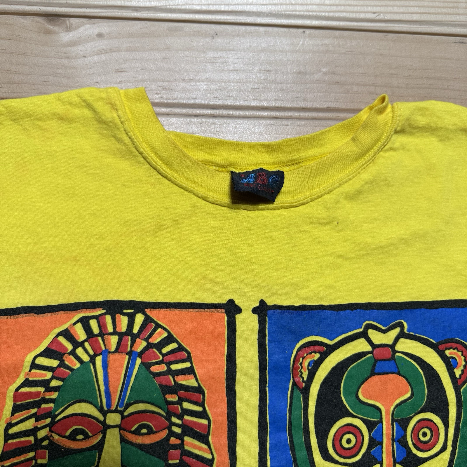 Vintage 90s Bali Primitive Designs Native Tribal Mask Art Shirt Size Medium gallery