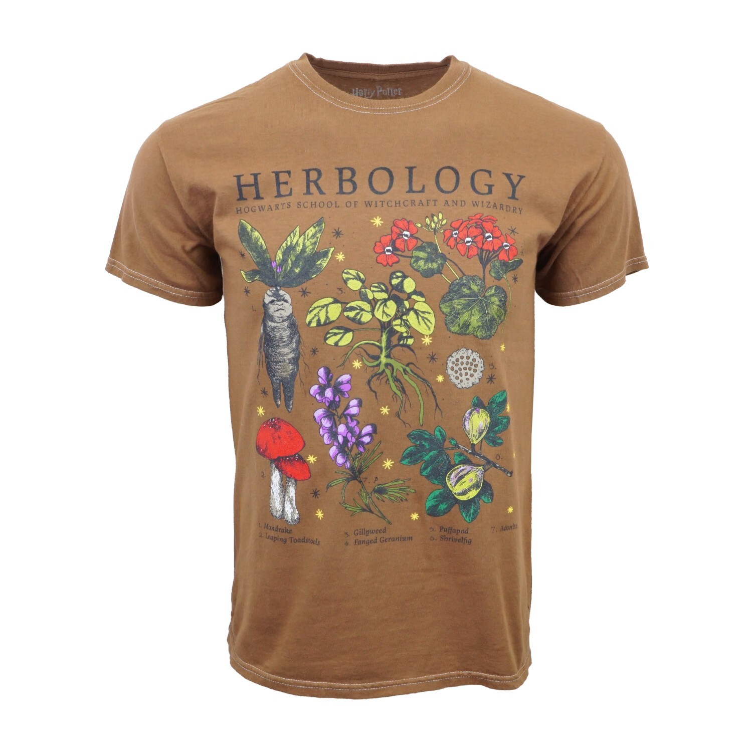 HARRY POTTER HERBOLOGY T SHIRT OFFICIAL ITEM BROWN gallery