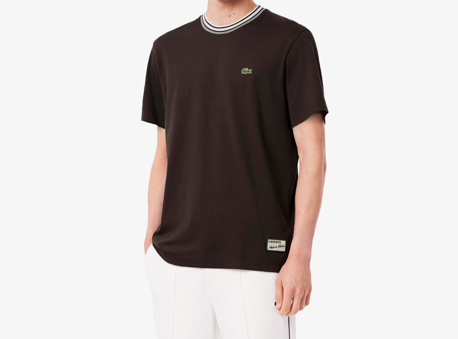 LACOSTE COTTON TIPPED CREW NECK T-SHIRT BROWN (7) 2XL RRP £75 BNWT gallery