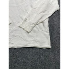 Men’s White Waffle Knit Ribbed Cuff Crew Neck Long Sleeve Thermal Shirt Size L