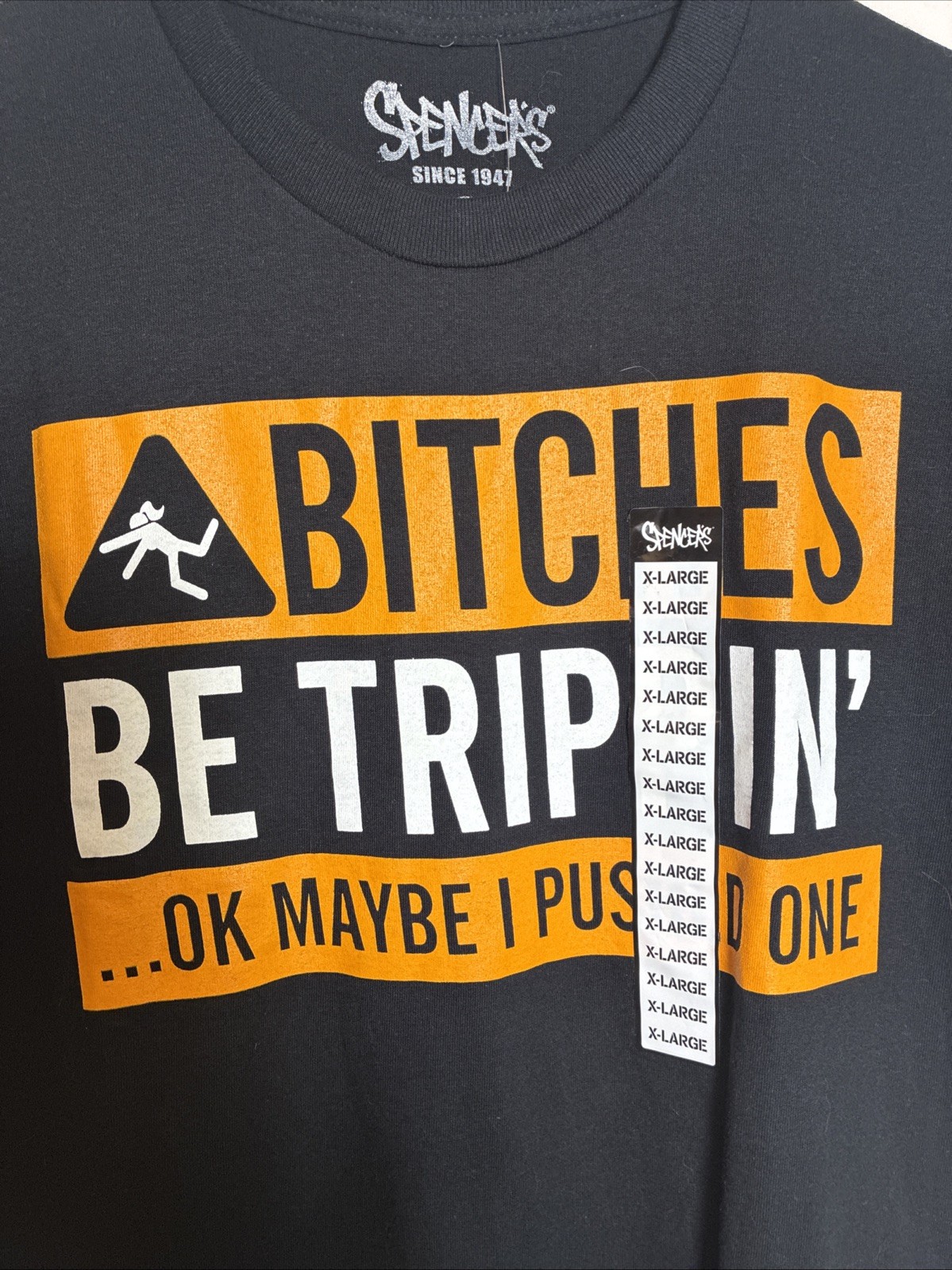 Spencers "Trippin" Graphic Print T-Shirt Mens Size XL Black Cotton NWT gallery