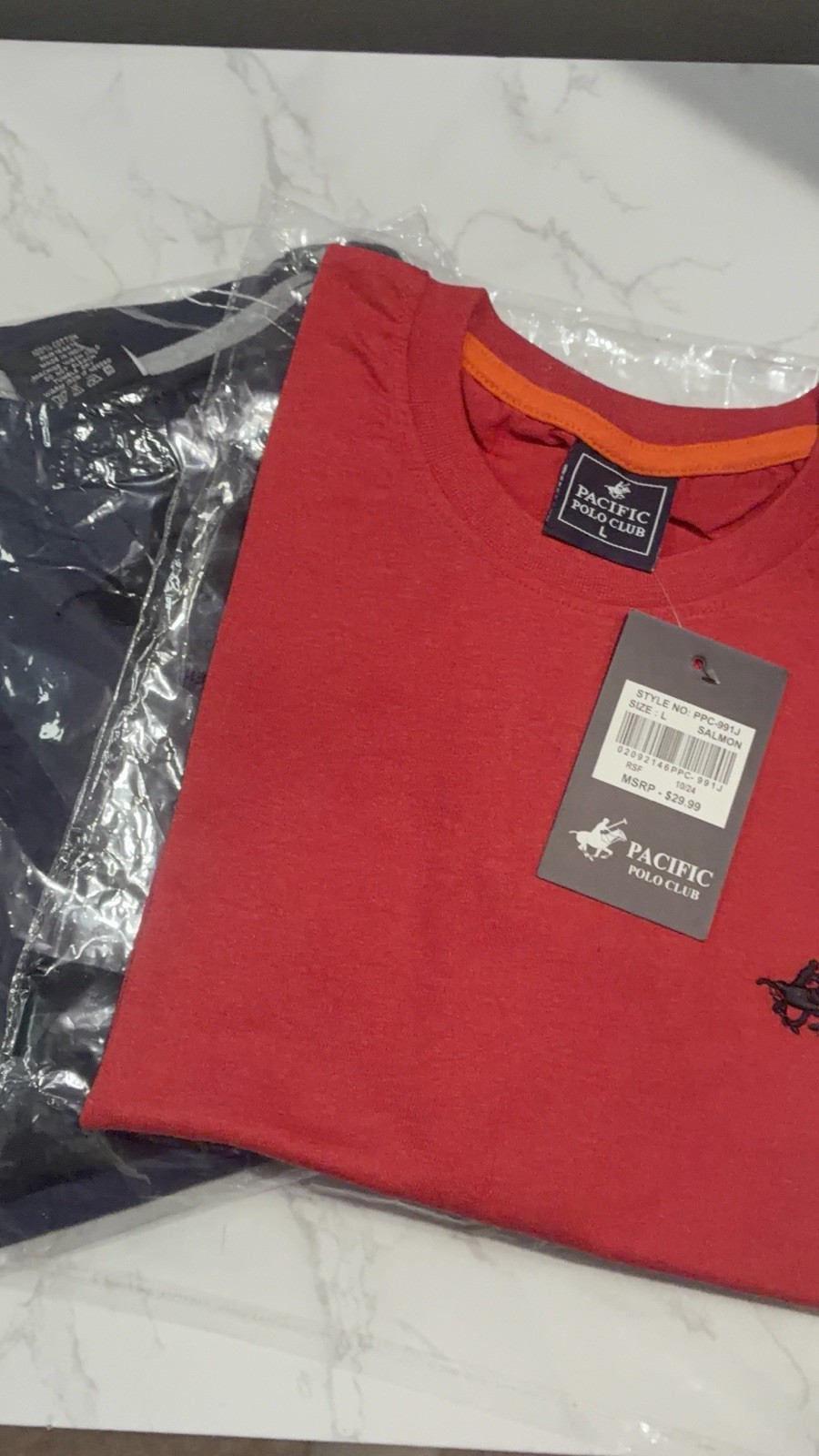 Pacific Polo Club Men’s Red Solid Logo Crew Neck Short Sleeve T-Shirt L gallery