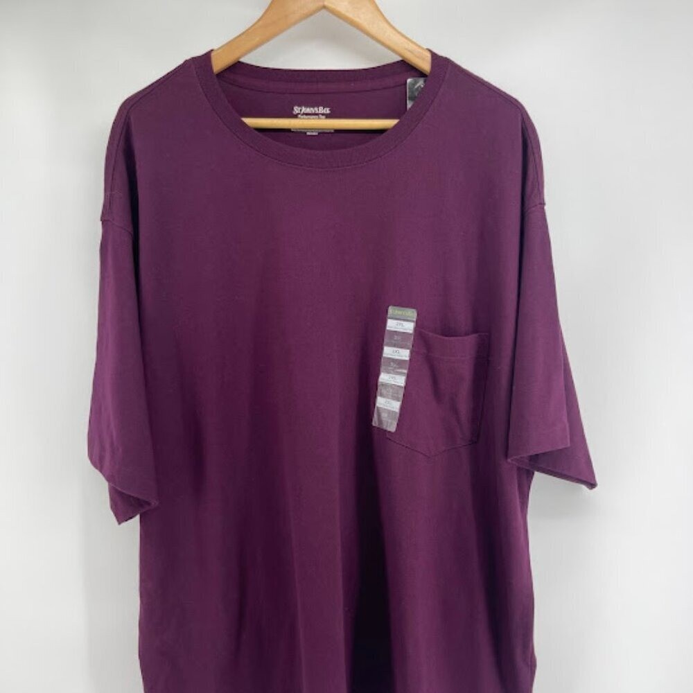Men’s Size 2XL Maroon T Shirt ST. Johns Bay Performance Cotton NWT