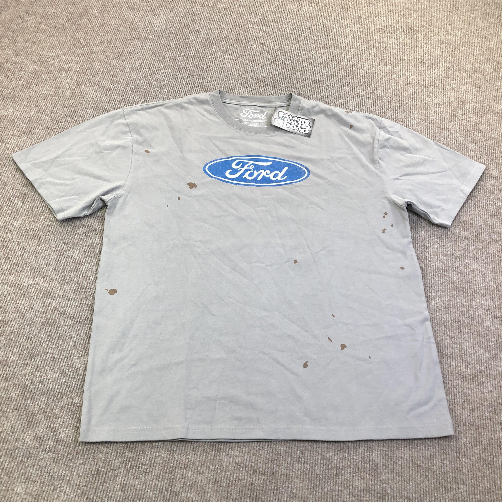 Ford Goodie Two Sleeves Shirt Mens Medium Gray Genuine Parts Logo Tee Tagless
