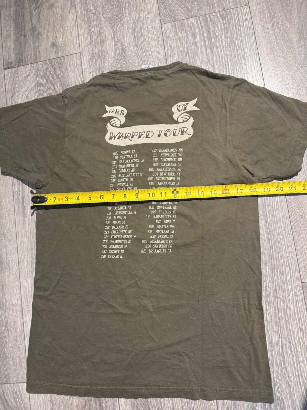 Vans Warped Tour 2007 Lucky 13 Green Medium Tour Shirt Double Sided gallery