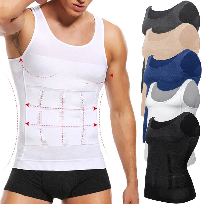 Men Slimming Body Shaper Vest Gynecomastia Compression Shirts Tummy Control Tops gallery