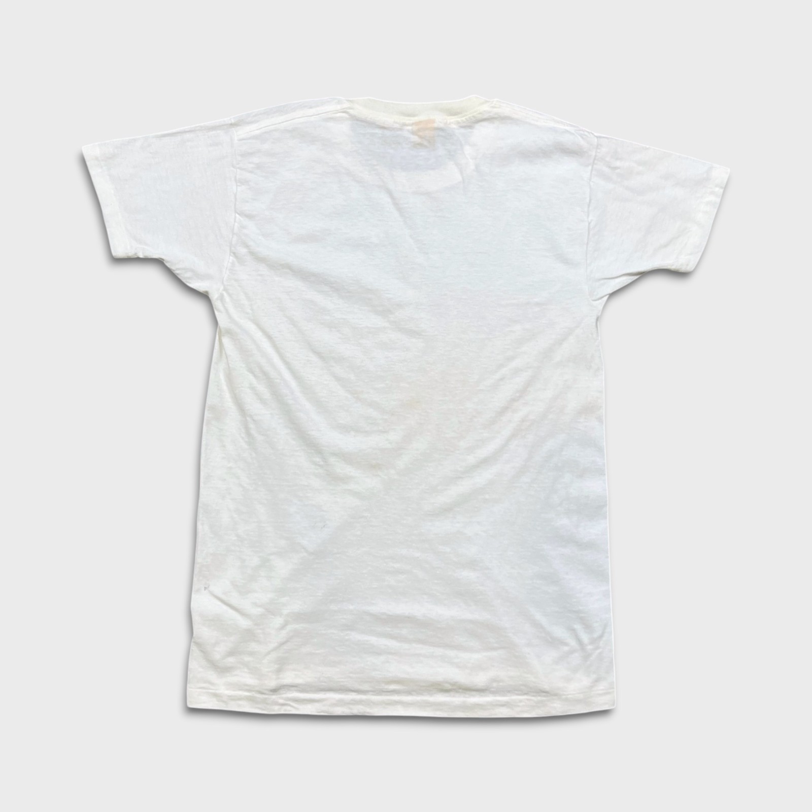 Vintage 80s Blank T Shirt Mens Medium White Single Stitch Basic Short Sleeve Tee gallery