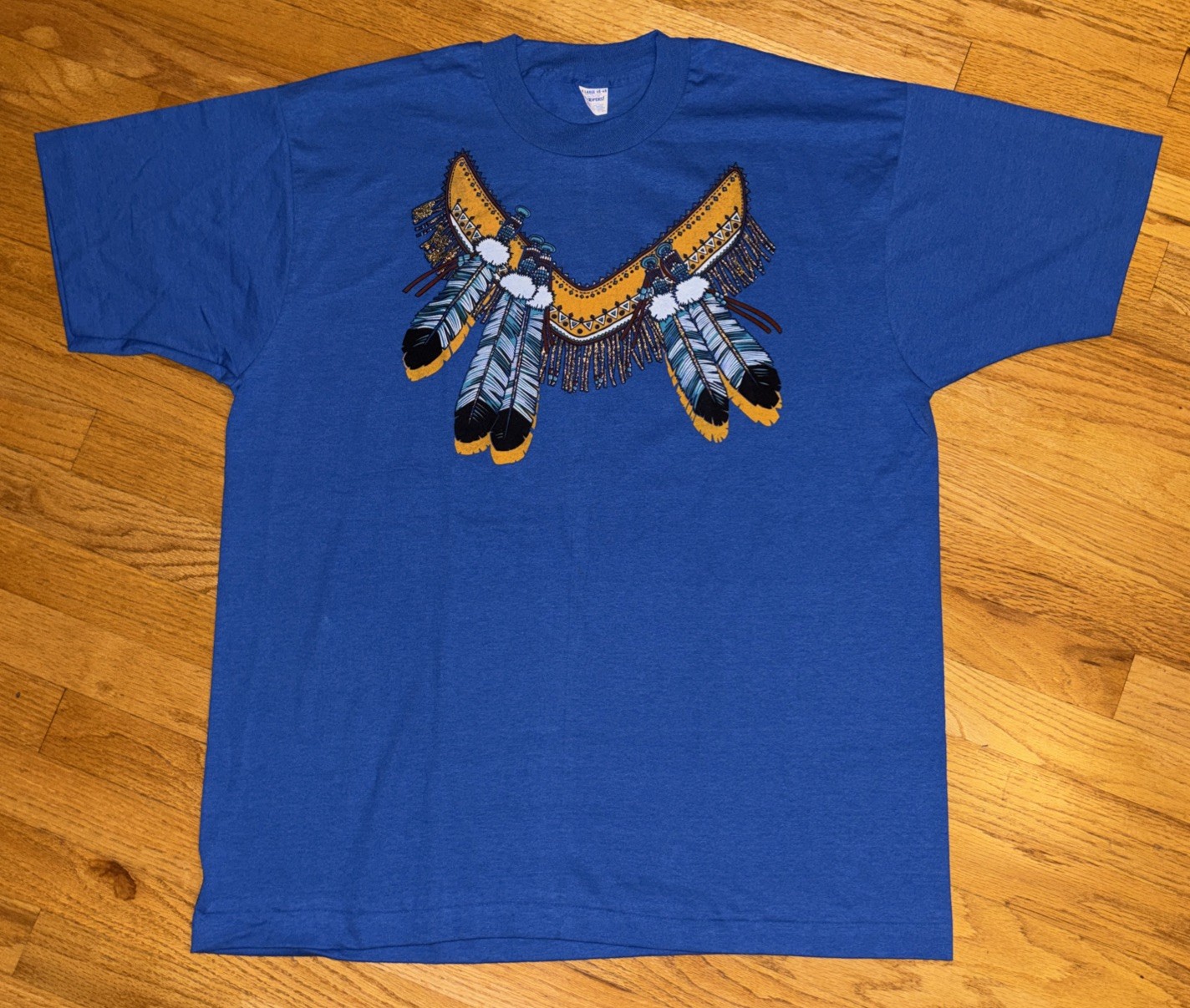 Vintage Bloopers Native American Beaded Feather Necklace T Shirt Sz. XL gallery