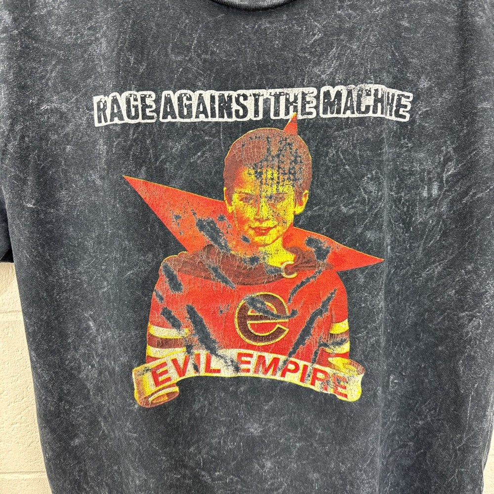 Vintage Style Rage Against The Machine Evil Empire T Shirt XL Acid Stone Wash