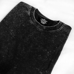 Vintage Acid Washed Oversized Drop Shoulder Heavyweight Streetwear Black T-Shirt