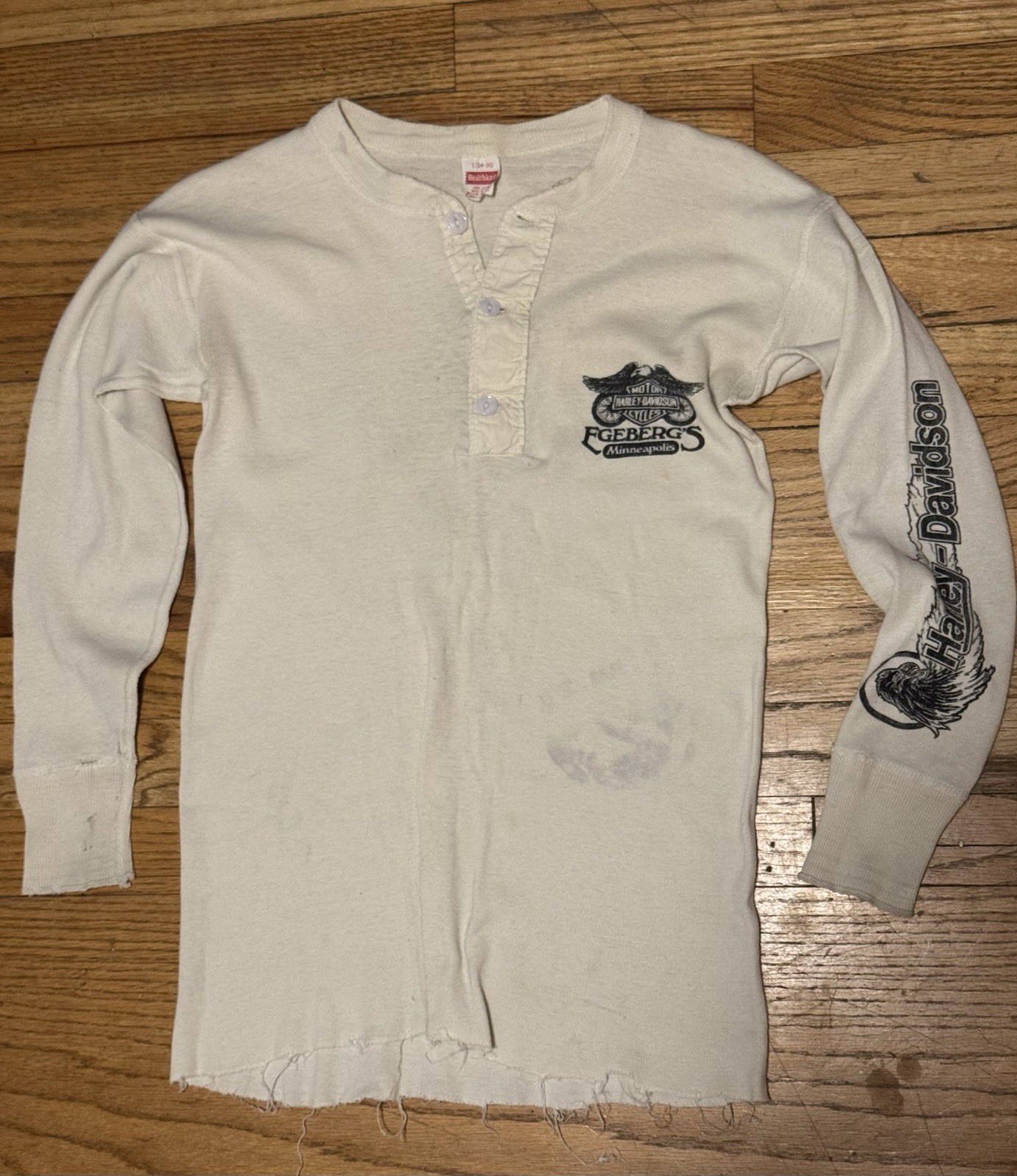 Vintage 80s Harley Davidson Anything Else Is Un-American LS Thermal Henley Small gallery