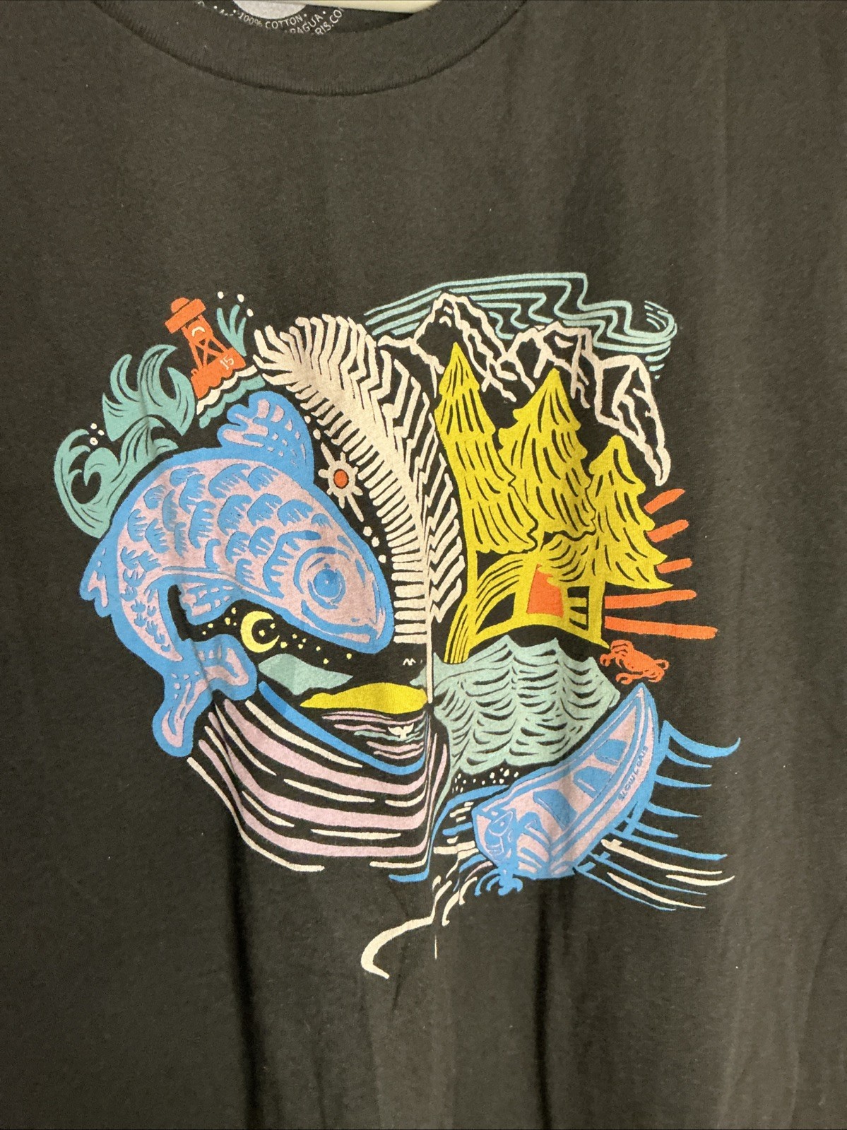 Slow Loris fishing nature T-shirt black men's XXL gallery