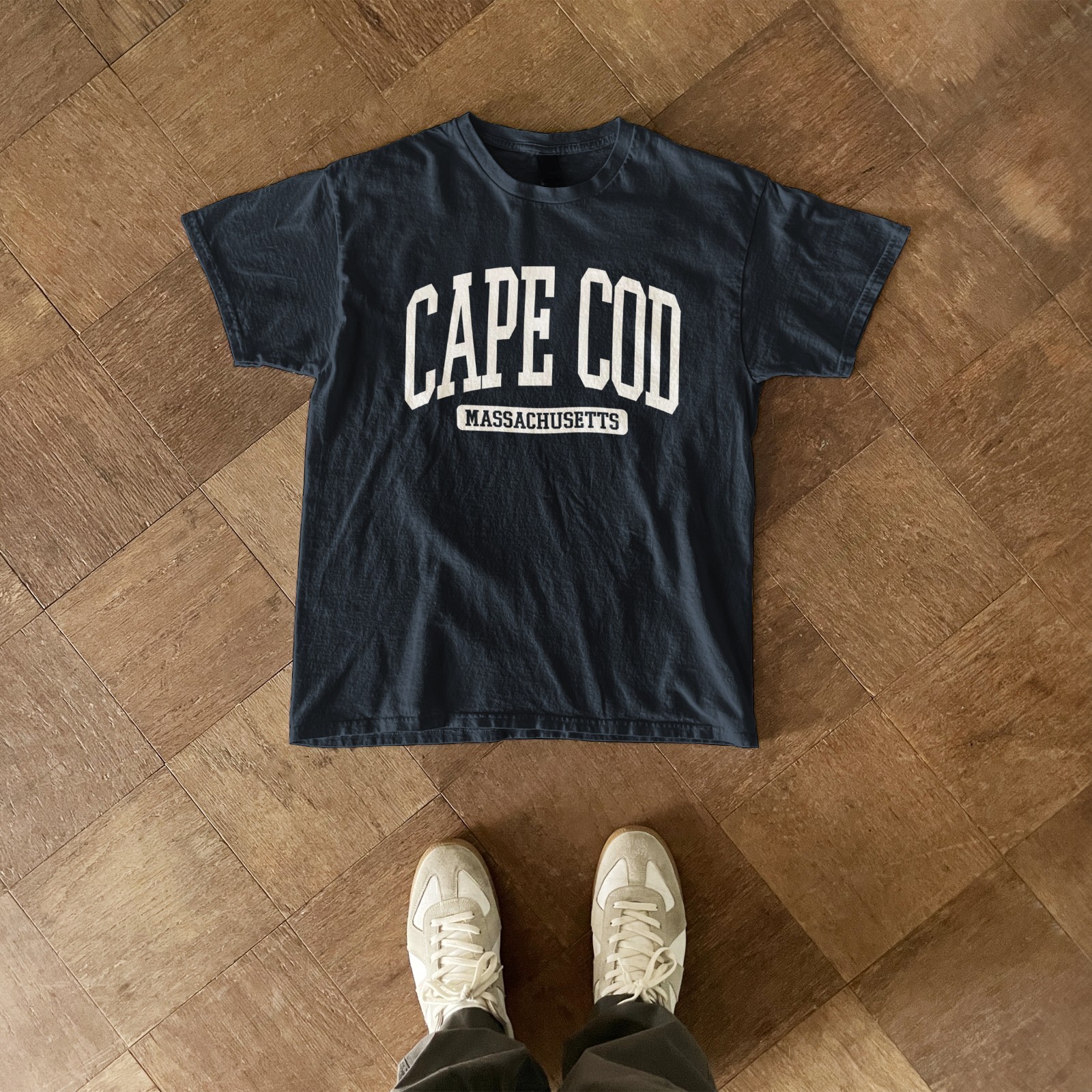 Cape Cod Massachusetts Souvenir Beach, Aesthetic, Vintage Navy Blue Tee gallery