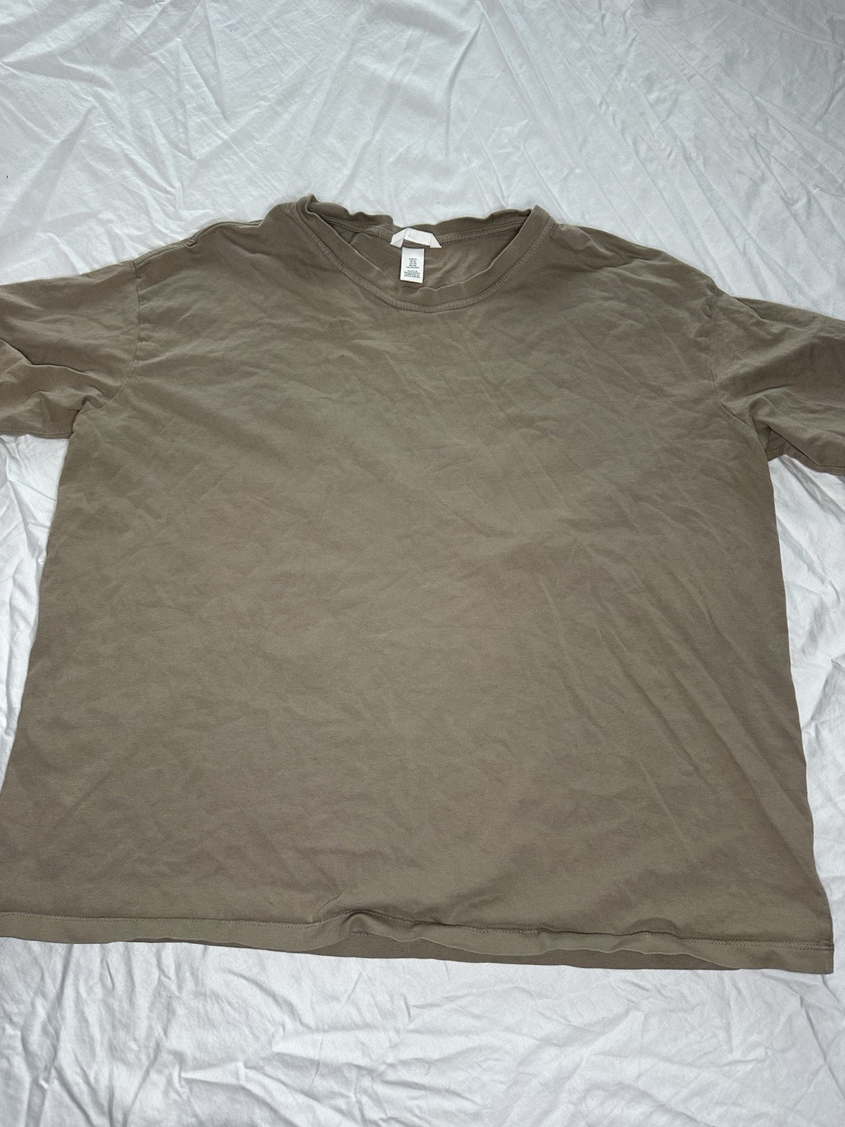 H&M Men’s Solid Crew Neck Short Sleeve T-Shirt Beige Regular Size XL