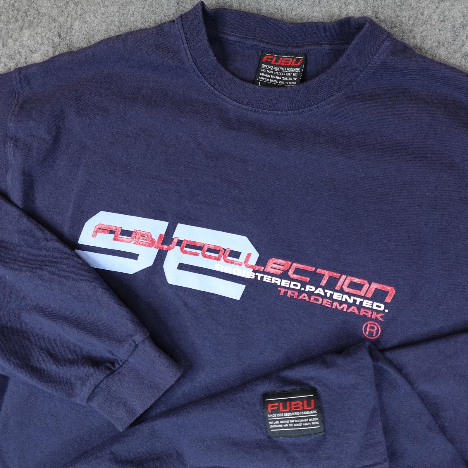 Vintage FUBU Shirt Mens Large Blue Long Sleeve Collection Hip Hop Streetwear Y2K gallery