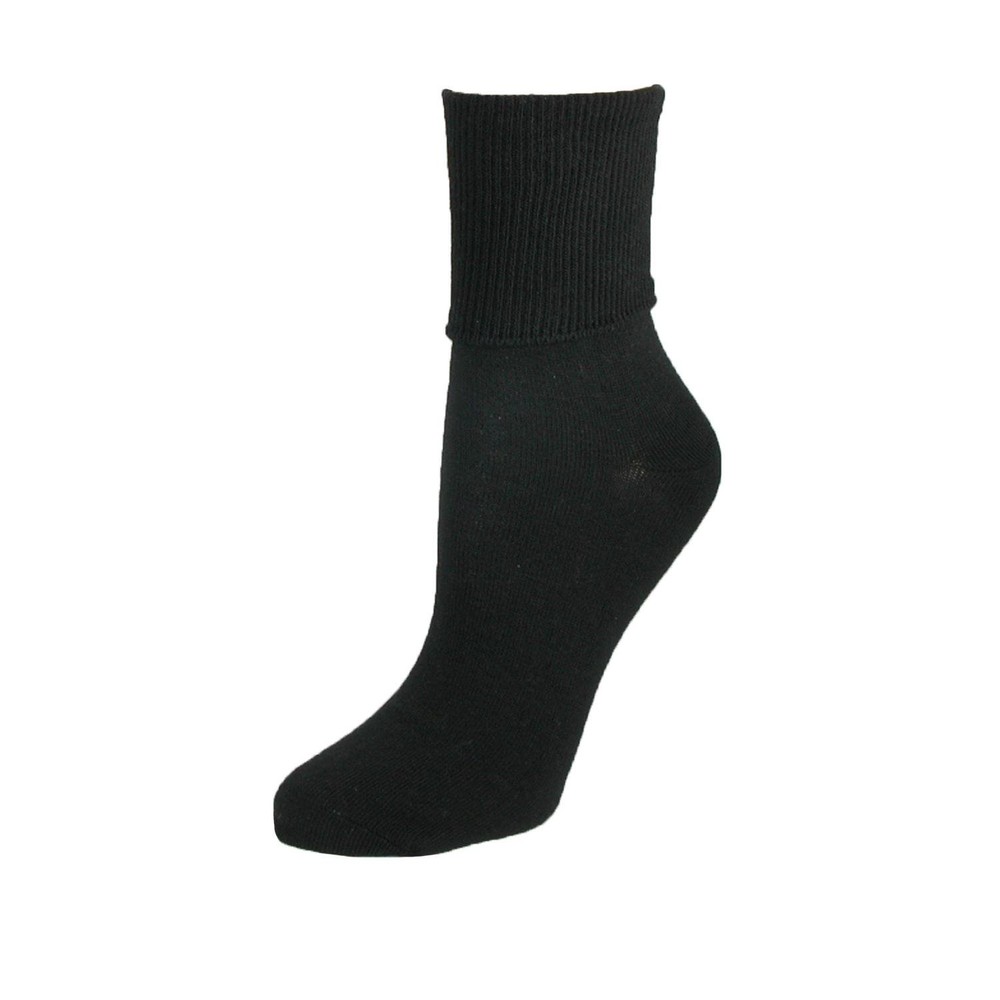 Women Plus Size Cotton Turn Cuff Sock Black Comfortable Soft Hosiery 1 PCS