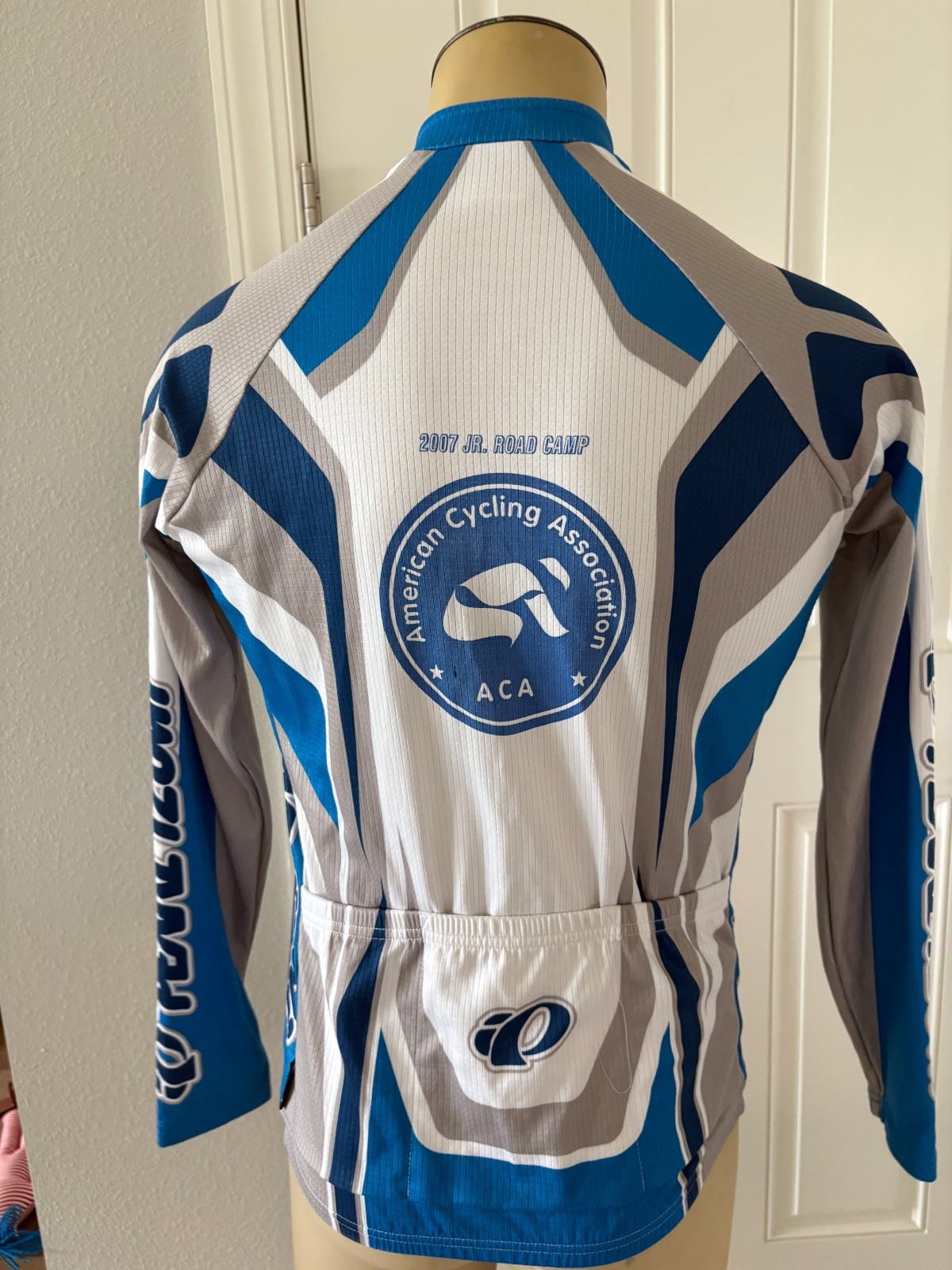Pearl Izumi Cycling Jersey COACH Mens Blue & White Long Sleeve Full Zip Size M gallery