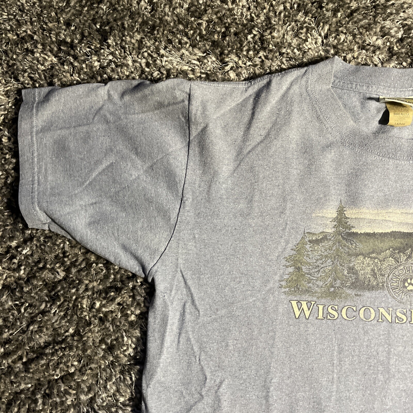 Eco Mountain Wisconsin Dells Men’s Shirt Size Large Blue Gray Made in USA EUC gallery