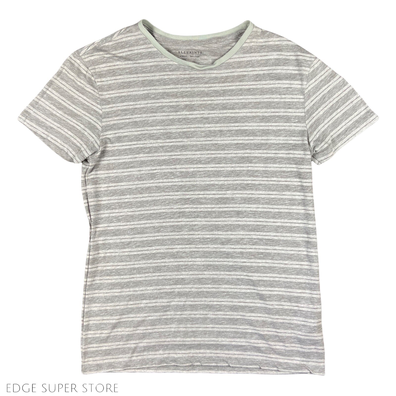 All Saints Light Beige Brown Striped Scoop Neck Short Sleeve TShirt Size XSmall gallery