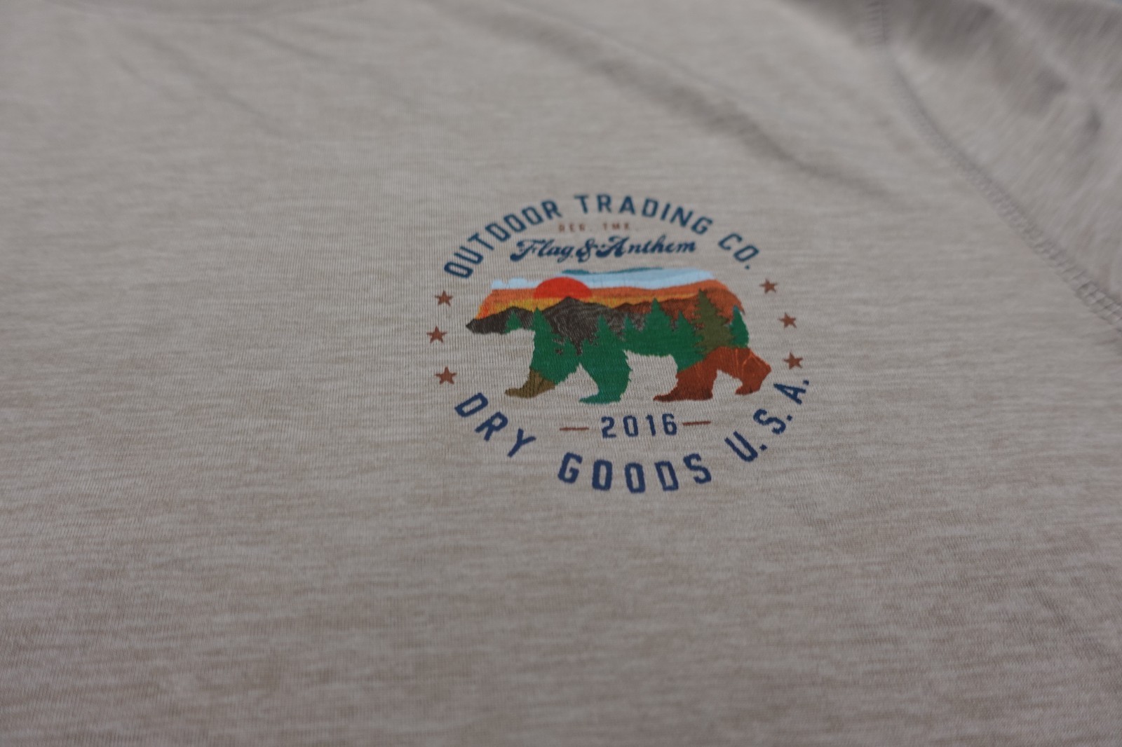 Flag & Anthem Multi Color Bear Beige T-shirt Size L NWT gallery