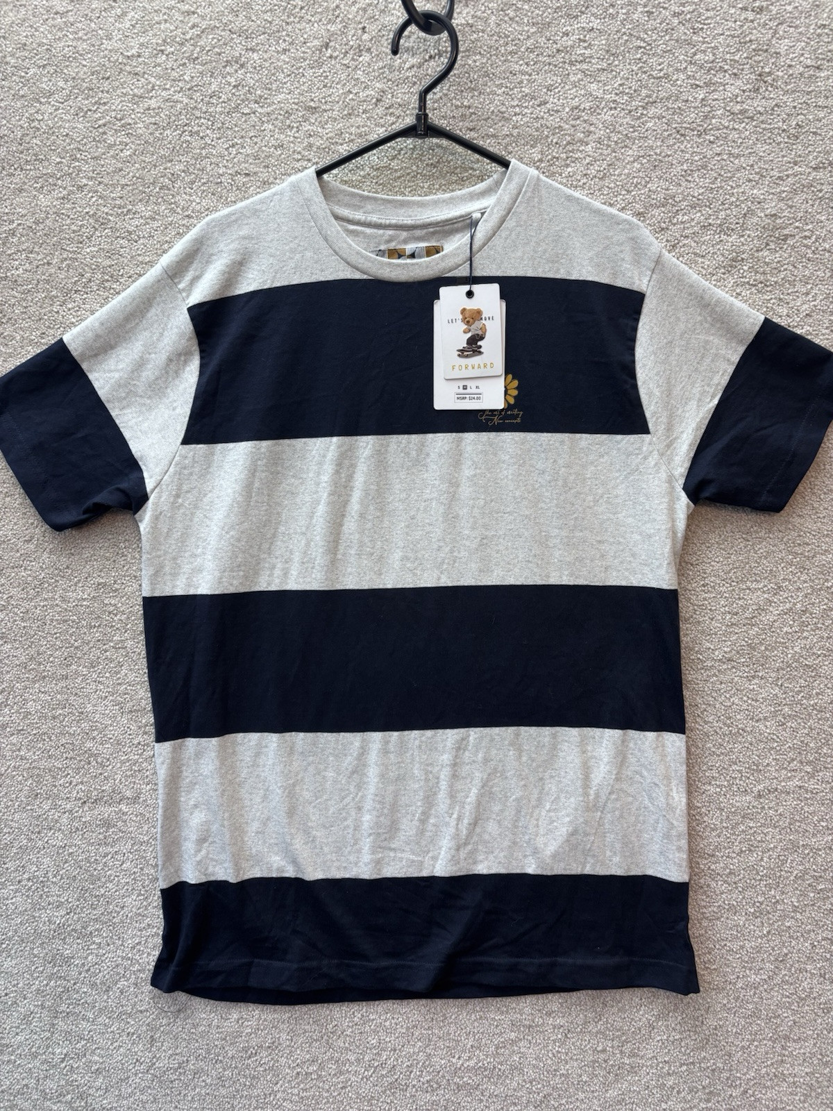 Denim & Flower Ricky Singh T-Shirt Men Medium Gray Black Striped Yin Yang Flower gallery