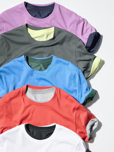 [2PCS SAME COLOR] UNIQLO Dry collar crew neck T-shirt XS-4XL 16Colors Unisex NWT gallery