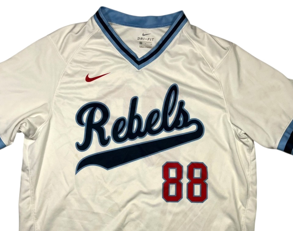 OLE MISS x MISSISSIPPI REBELS Nike White #88 COLLEGE BASEBALL JERSEY Shirt Men L gallery