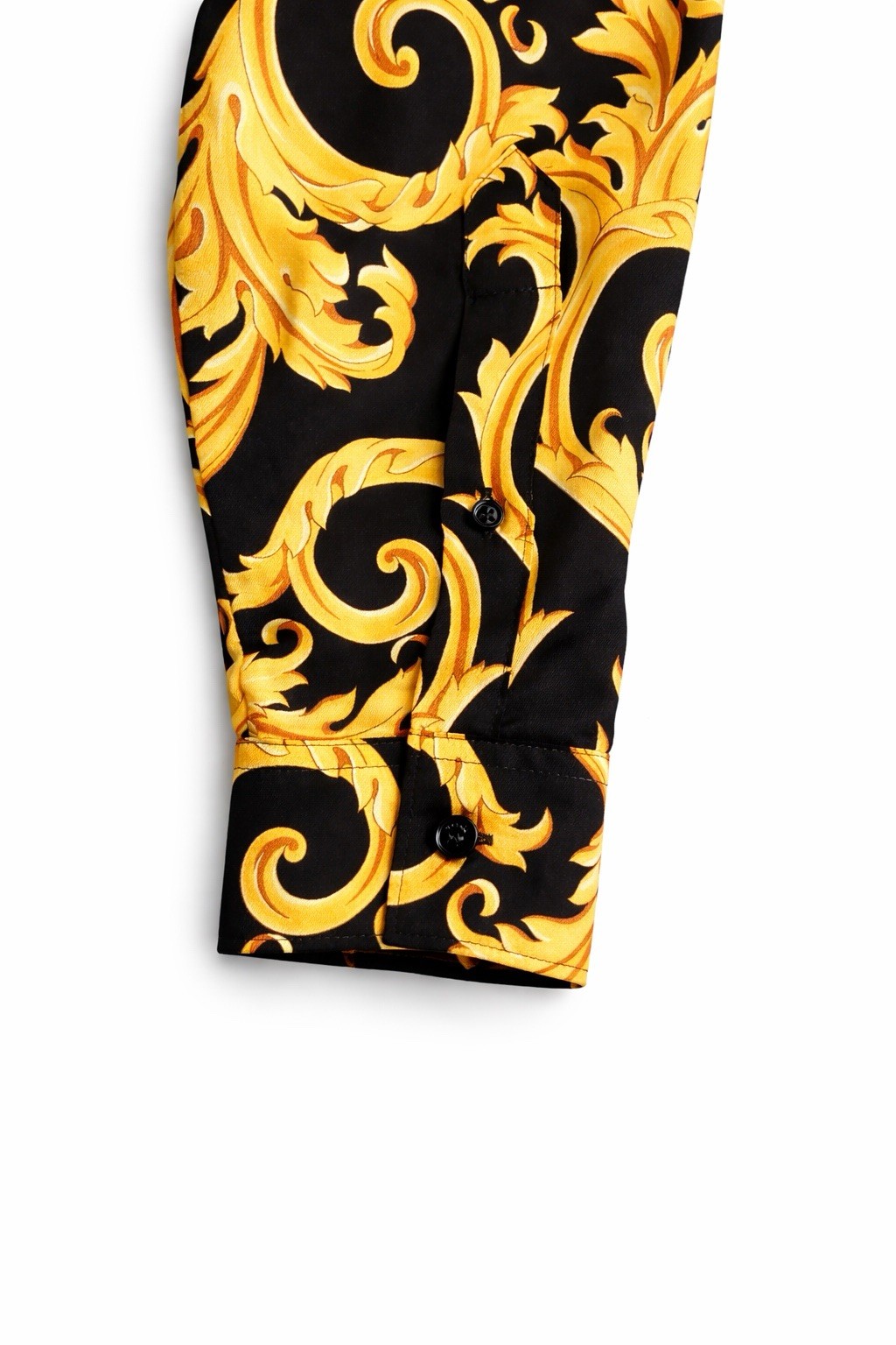 Versace Informal Shirt Twill Poly Baroque Black And Gold 46IT(S US) $1750 Retail gallery