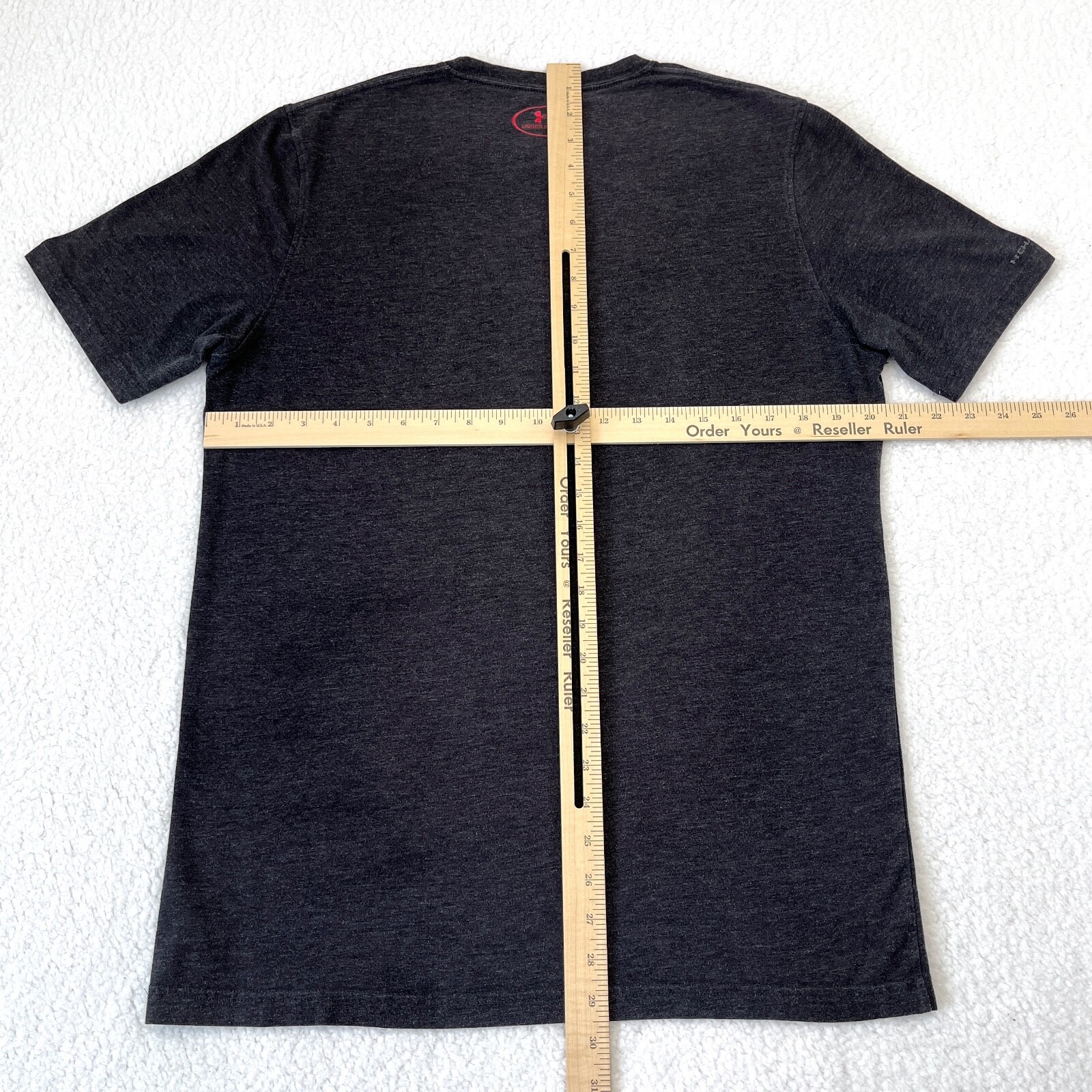 Under Armour Shirt Mens Medium Black Red Spell Out UA Logo Heat Gear Outdoors B2 gallery