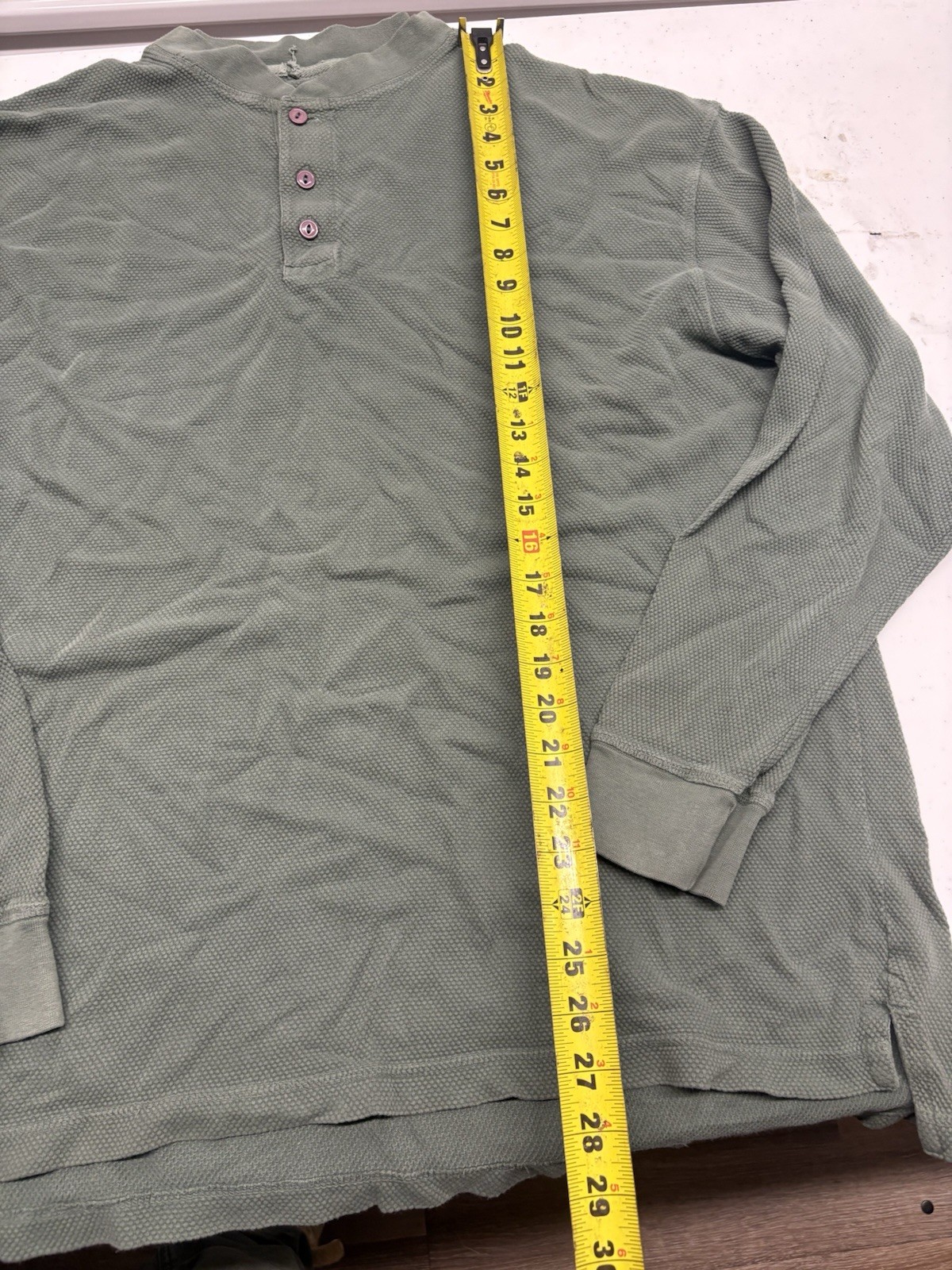 Vintage Cabela’s Outdoor Gear Waffle Knit Thermal Henley Shirt XL Olive USA gallery