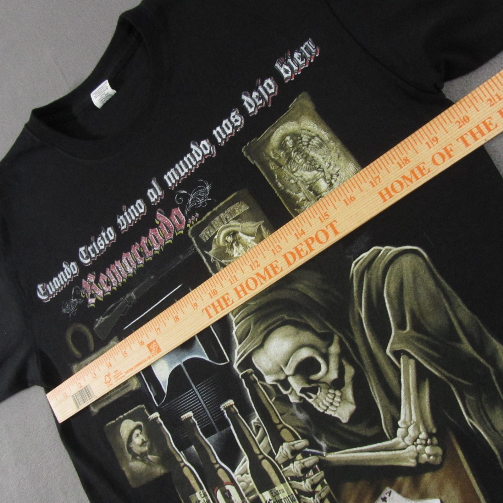 Vntg Bootleg Grim Reaper Beer Shirt L Large Y2K Punk Skulls Gothic Miss Print gallery
