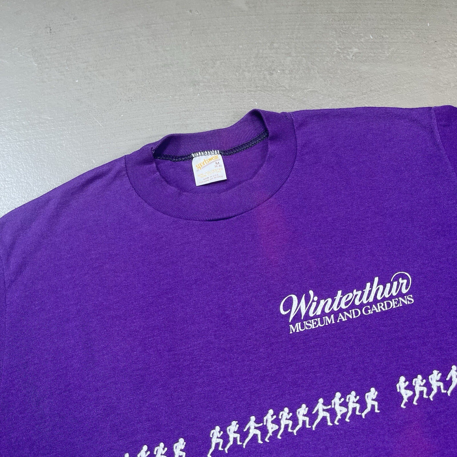 Vintage Winterthur T Shirt Purple Faded 80s Sportswear Running Museum Garden Art gallery