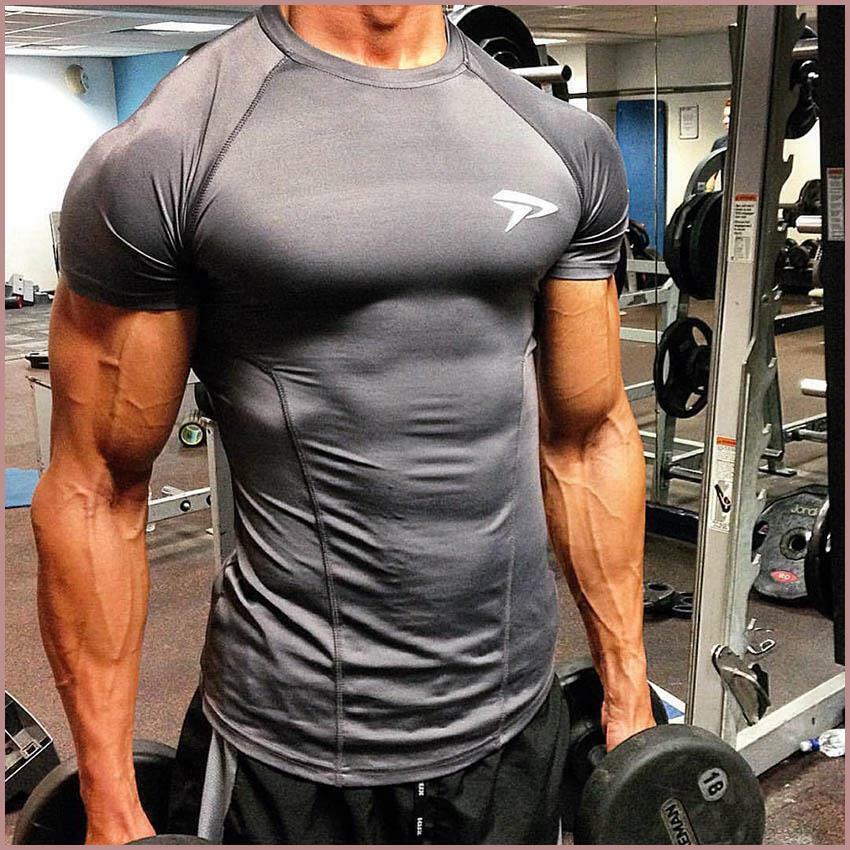 CaMiseta Corta De CoMpresión SecaDo Rápido Para Hombres DePorte Gimnasio FitNess