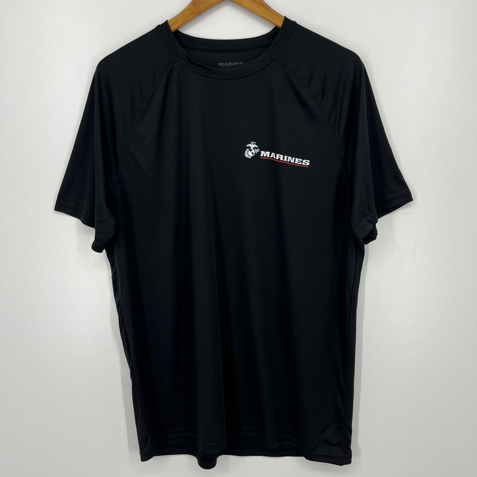 USMC Marines Short Sleeve T-Shirt Men's Size L Black Moisture Wicking USA NWOT gallery
