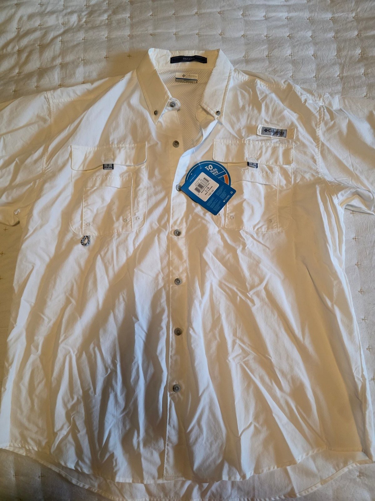 Columbia 7047 Men's White Bahama II Short-Sleeve Shirt Size XXL gallery