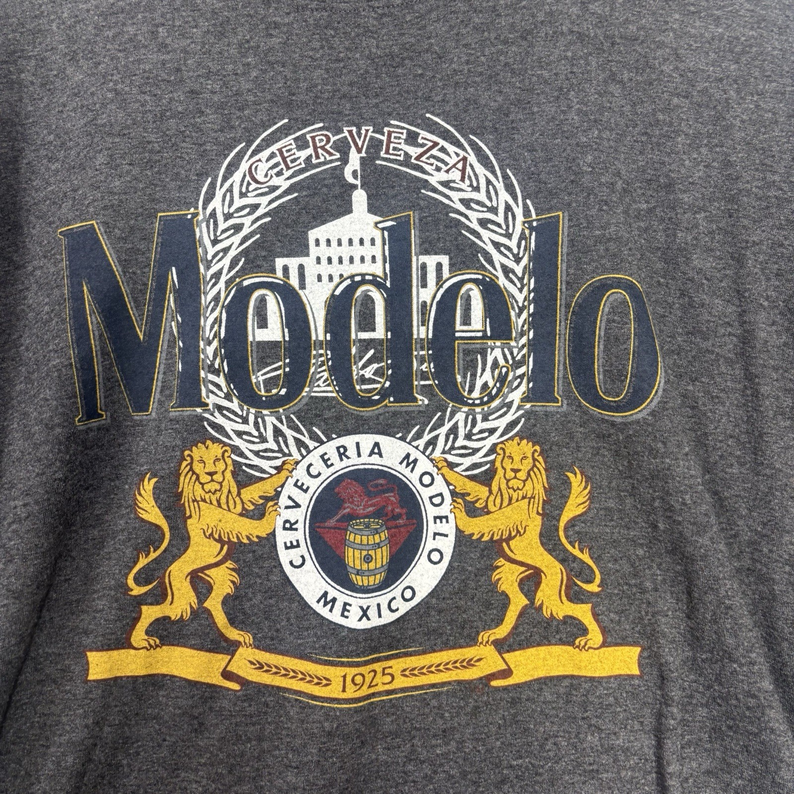 Modelo Men's Gray Graphic Short Sleeve T-Shirt Cerveza 2XL gallery