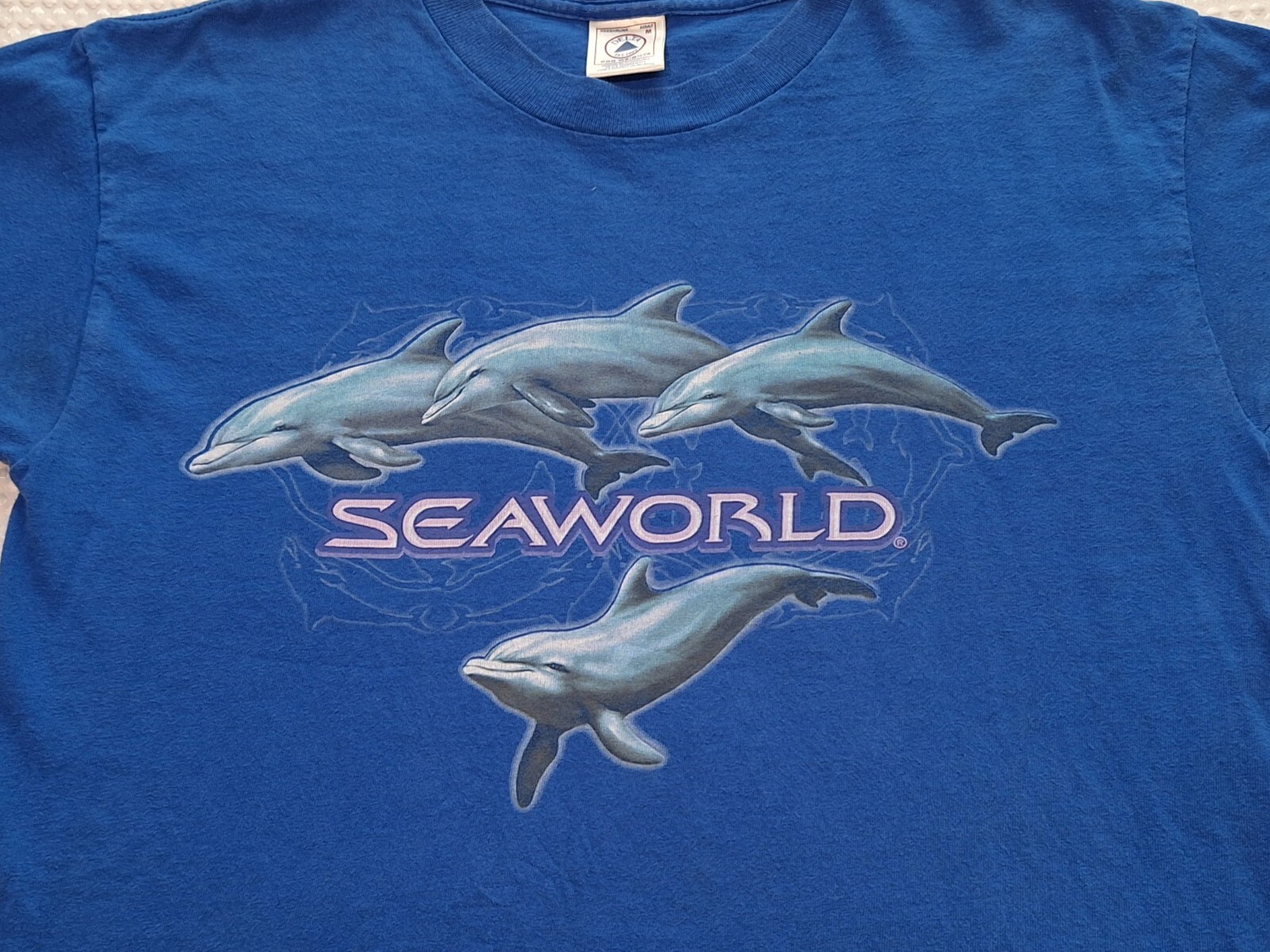Sea World Dolphins Souvenir Blue Cotton T-shirt Size M Delta gallery