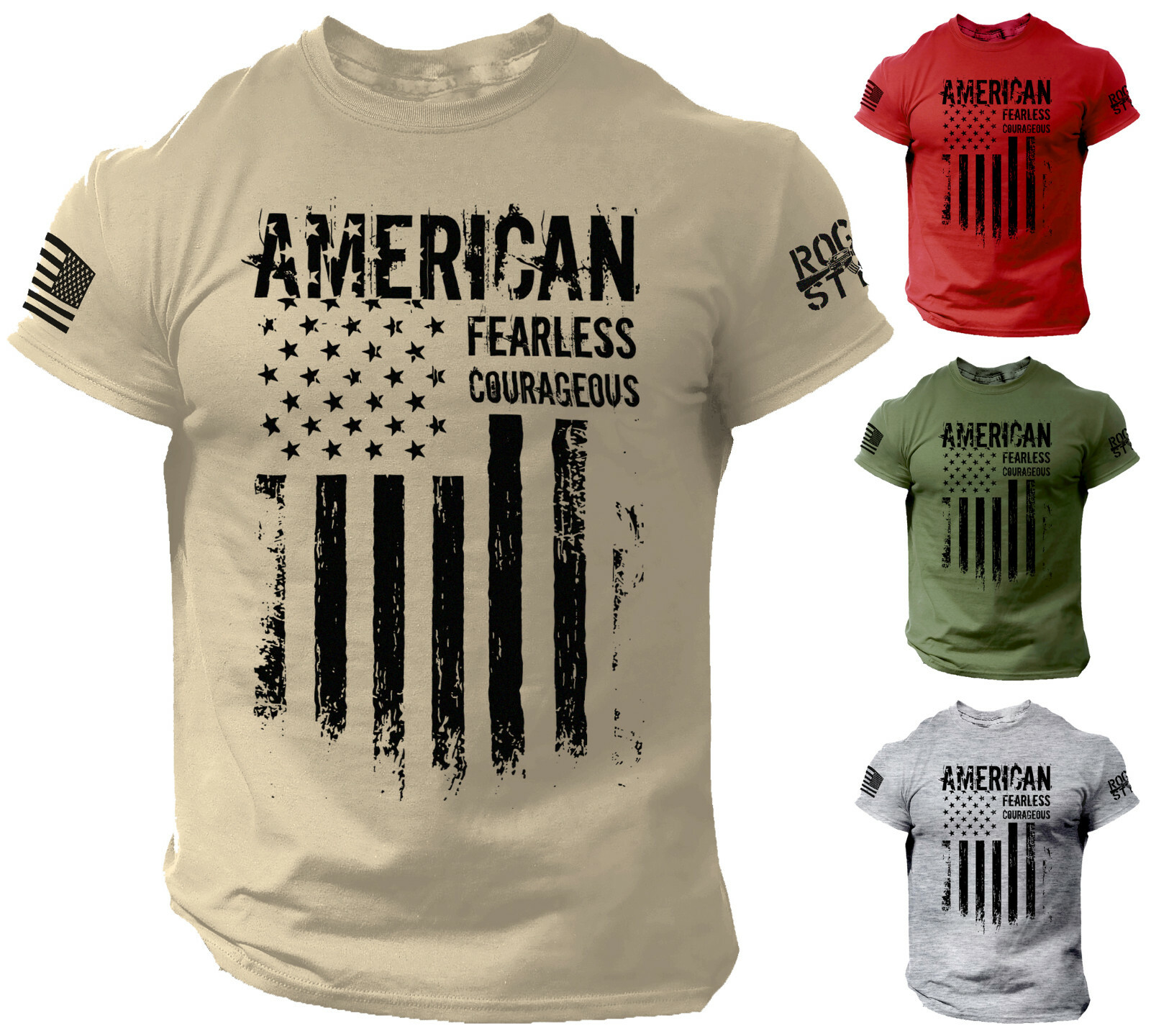 American T Shirt Fearless Courageous Distressed Flag Military Style Shirt gallery