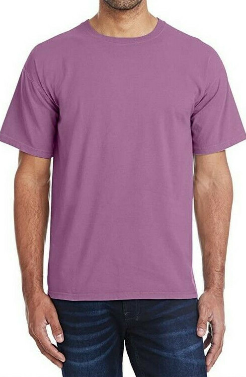 Hanes Mens Comfort Wash USA Cotton T-Shirt L LG Purple Plum Rasin Crew Neck gallery