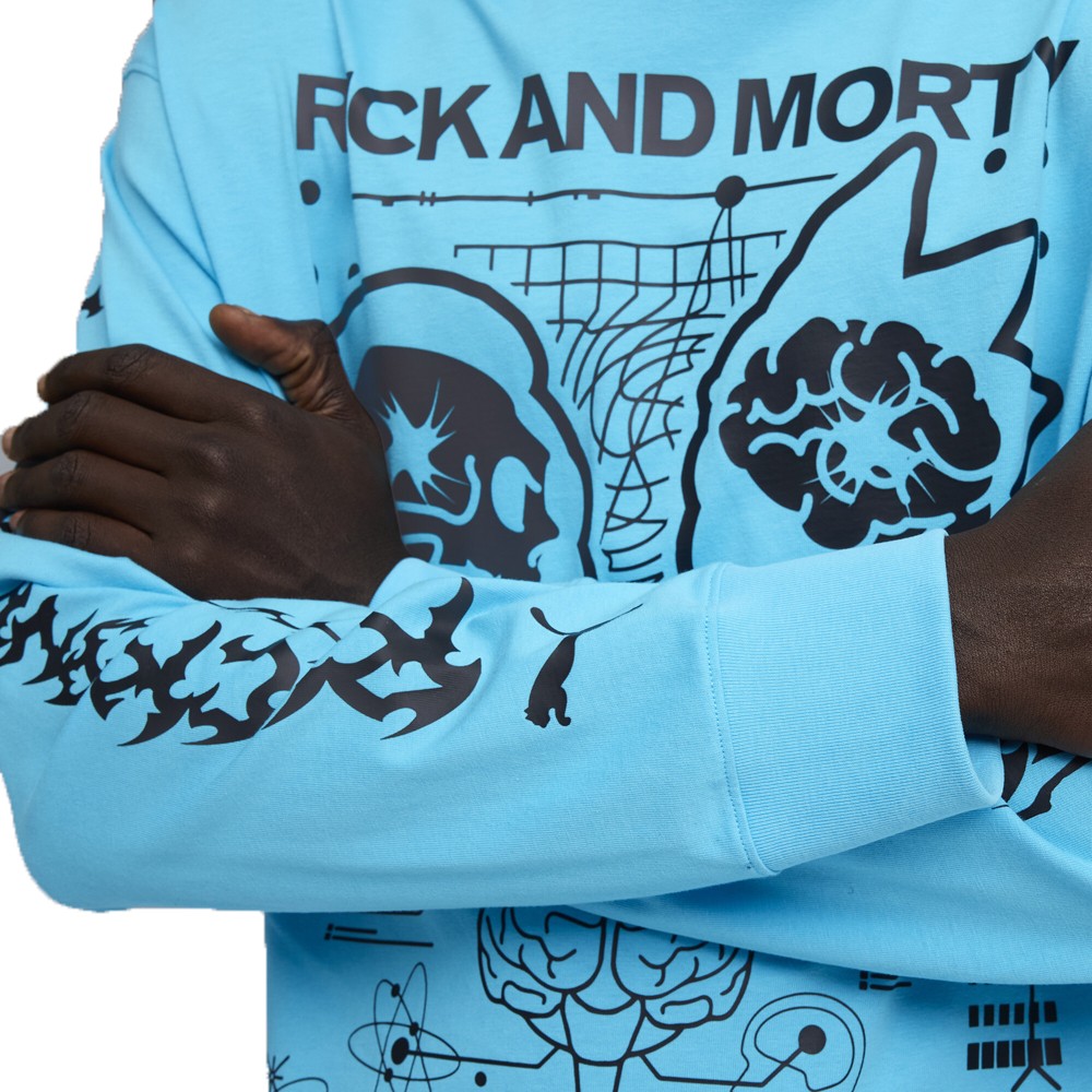PUMA Hoops X Rick And Morty Crew Neck Long Sleeve T-Shirt Mens Blue Casual Tops gallery