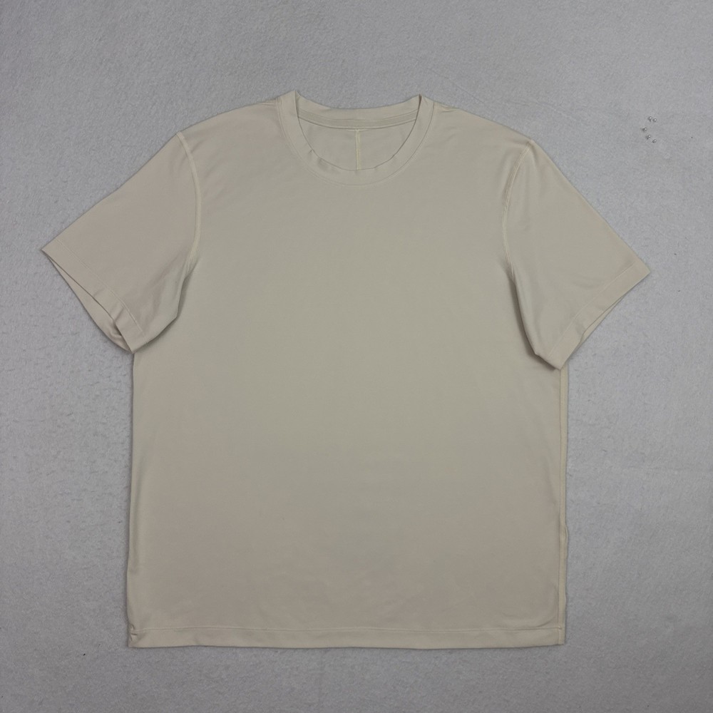 Lululemon Fundamental Tee Mens Large Bone Performance Gym Yoga Training Shirt