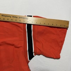 DeLong USA Vintage Nylon Pullover Shirt Medium Orange Black Stripe Drawstring