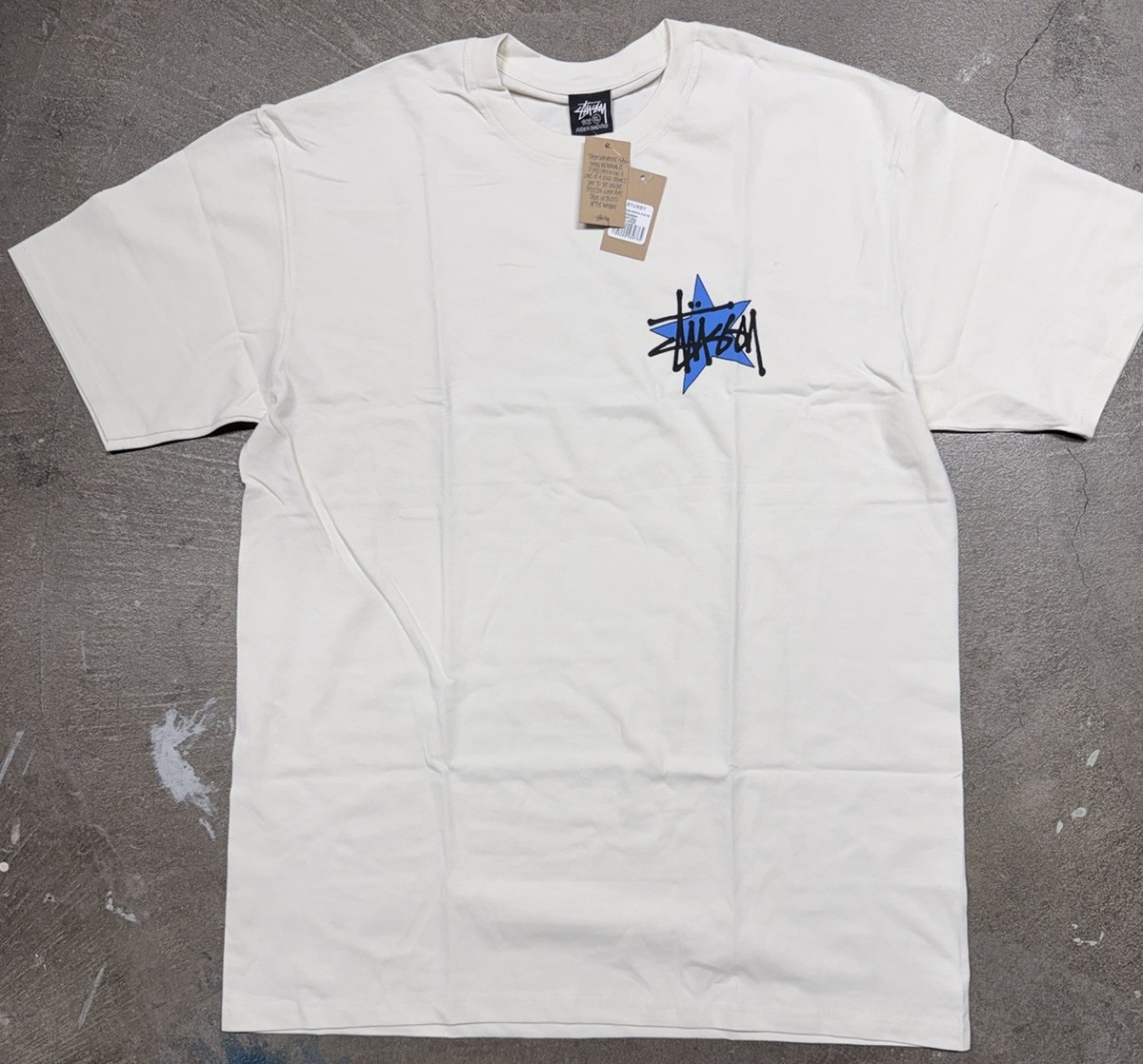 Stussy Shirt Star Tee Tshirt Natural Size Medium NWT Double Sided Streetwear gallery