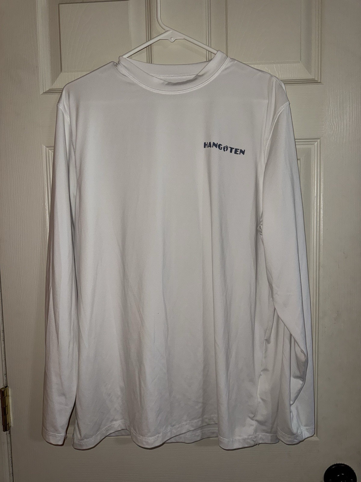 Men’s HANG TEN Sun T Shirt Size M White Stretch Long Sleeve Surf Beach Swim