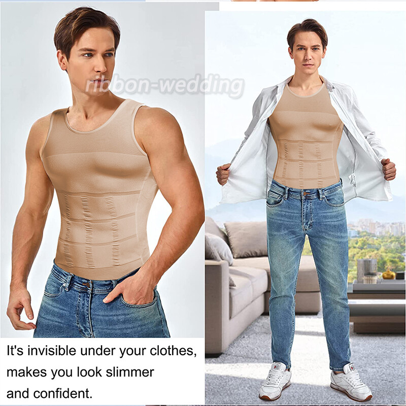 Gynecomastia Compression Shirts for Men White Tank Top Fajas Hombres Body Shaper gallery