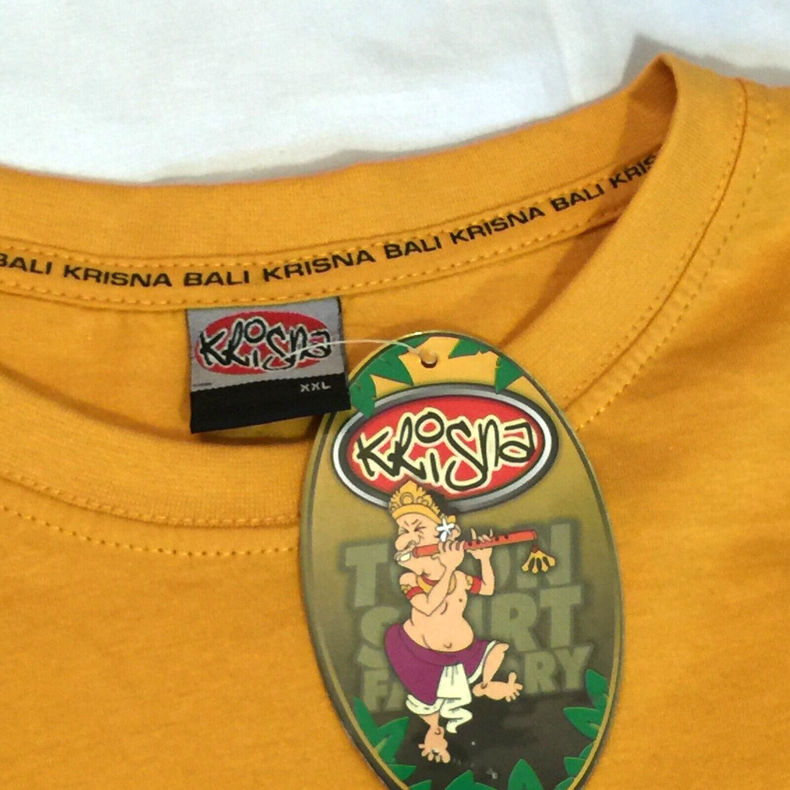 BALI INDONESIA T SHIRT MENS XXL 46x30 YELLOW COTTON SHORT SLEEVE TROPICAL KRISNA gallery