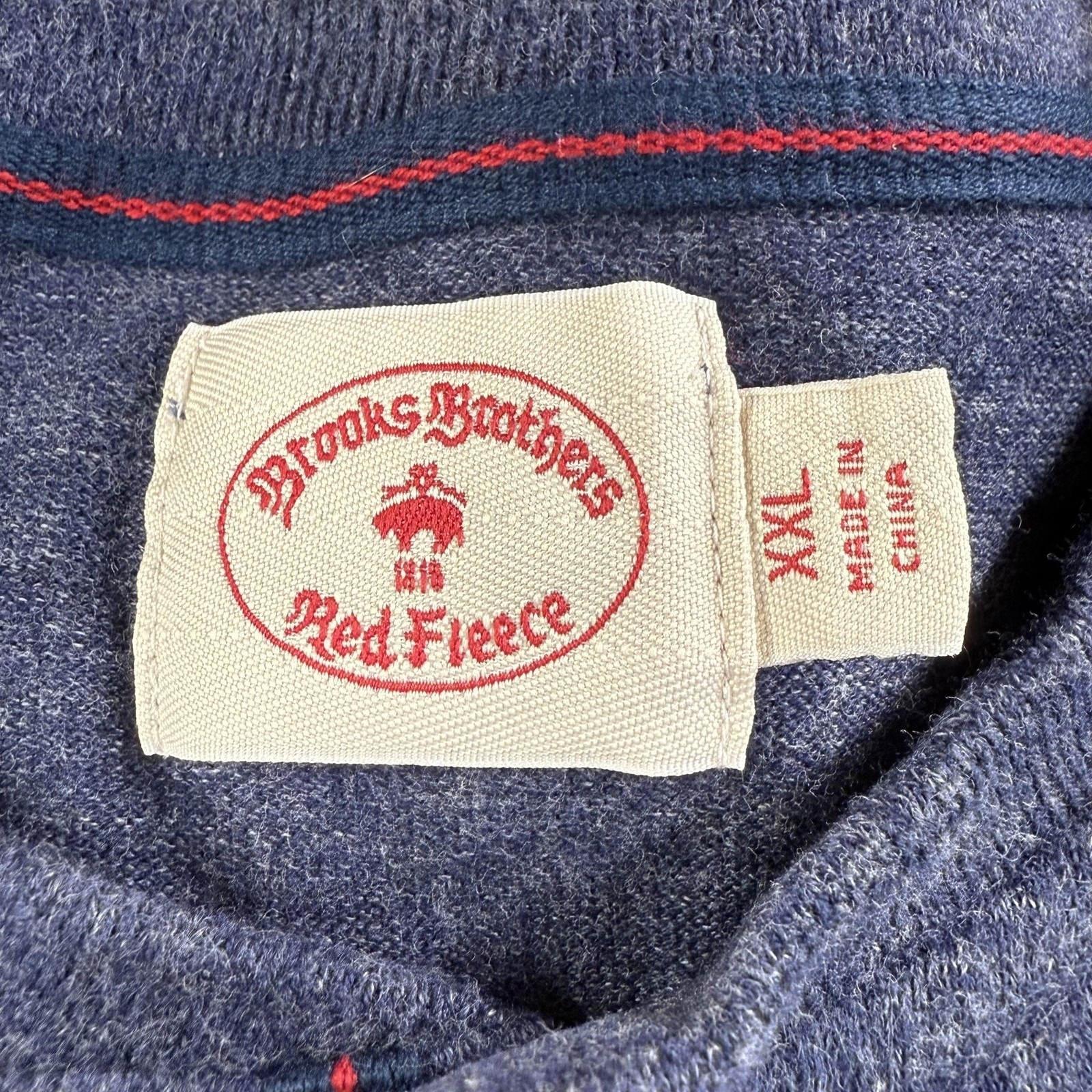 Brooks Brothers Red Fleece Shirt Mens 2XL Blue Henley Long Sleeve Knit Heather gallery
