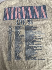Nirvana Band Tee distressed Tan XL Live 93 In Utero Tour T-Shirt Concert Mens