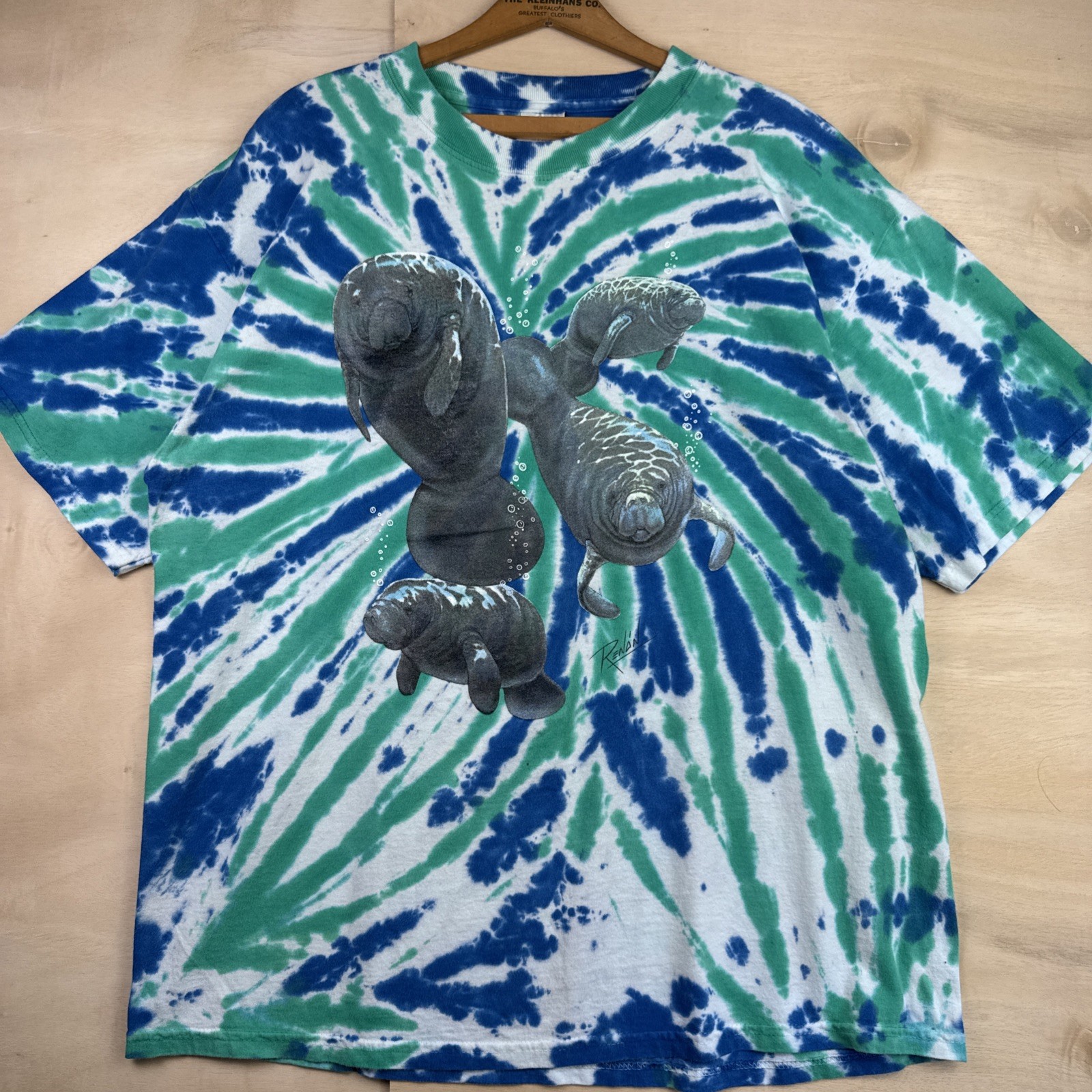 Vintage Seaworld Amusement Park Florida Manatee Tie Dye T-Shirt Sz XL gallery